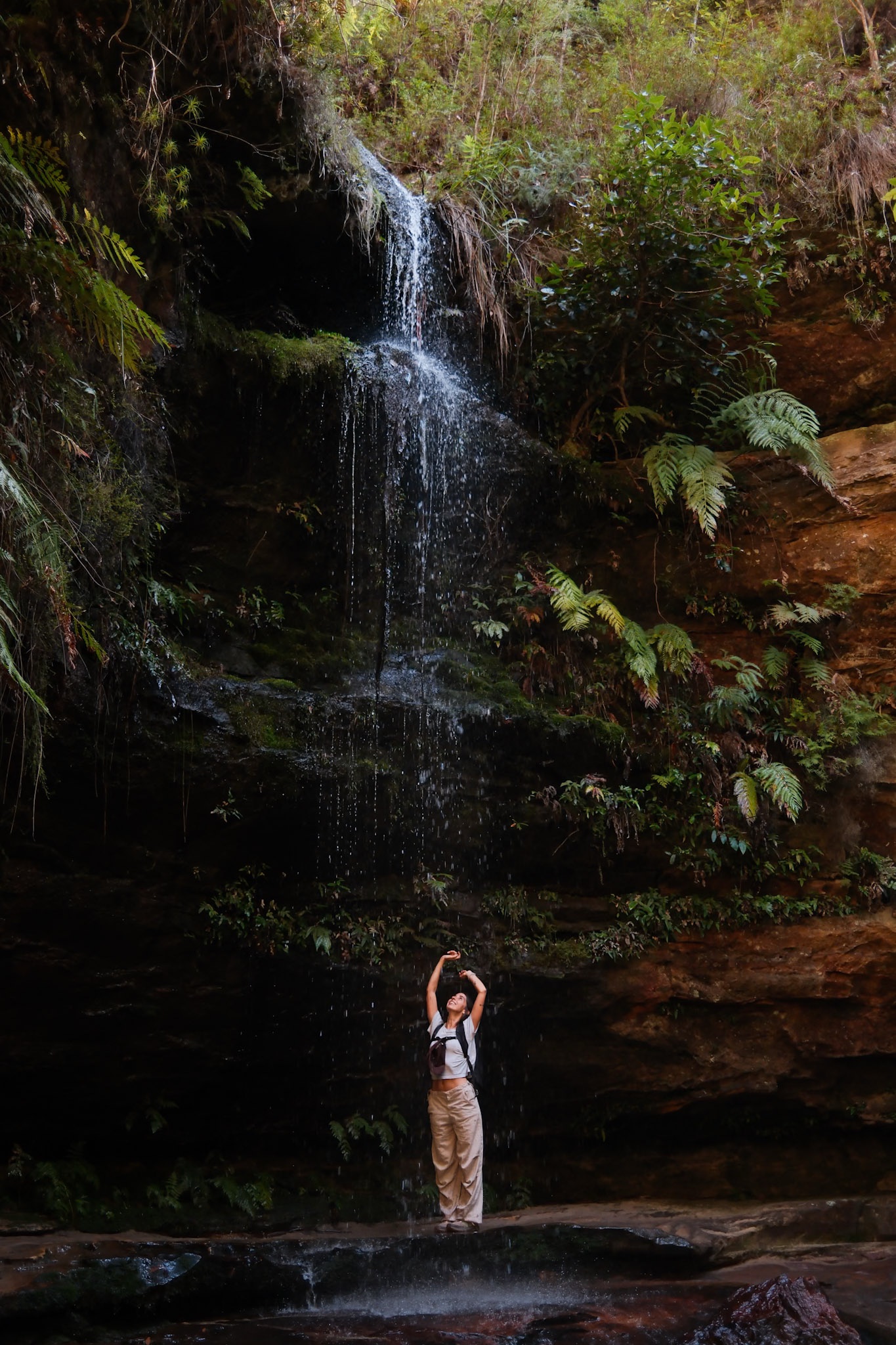 A waterfall in the fern-lined Grand Canyon at Blackheath